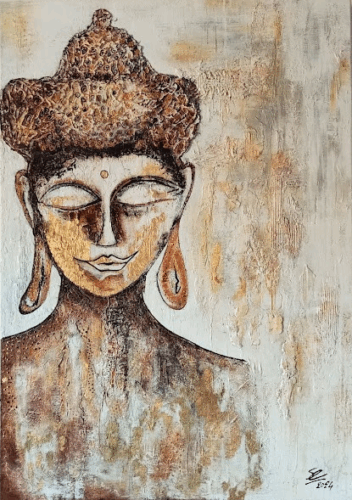 grand tableau de bouddha dans l'esprit zen attitude ouvrant à la spiritualité