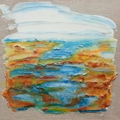 Marée Basse, peinture acrylique sur toile carrée de petit format avec matières et effets spéciaux
